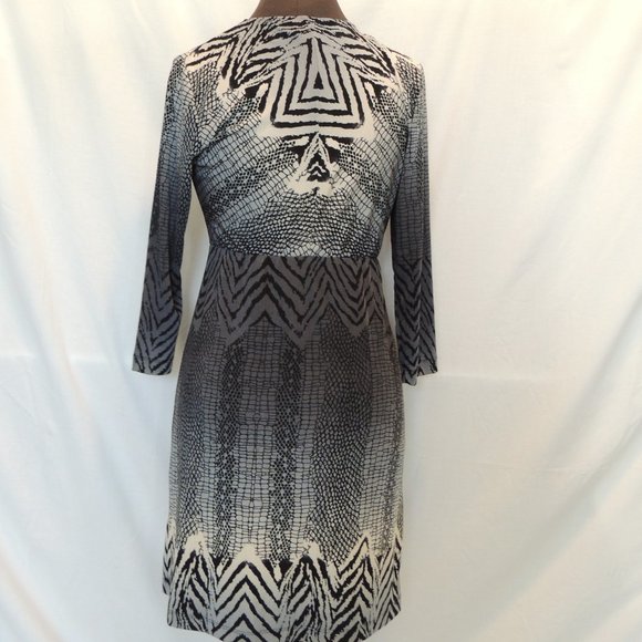Chico's Sz 0 Dress Empire Waist Surplice Zebra Print 3/4 Sleeves Small - Picture 4 of 4